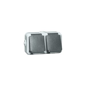 PEHA 6632 WAB - Wandcontactdoos 2-voudig horizontaal + randaarde (compleet)
