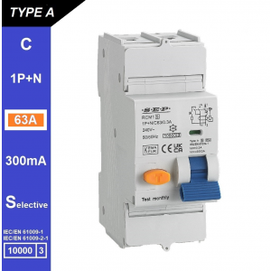 SEP RCM1 Aardlekautom. 1p+n, C63, 300mA, 10kA, Type A[S]
