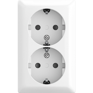 Busch-Jaeger | 2x wandcontactdoos met randaarde en kinderbeveiliging | Opbouw wit | 202 EAPBJ-524 | 2TKA00005531