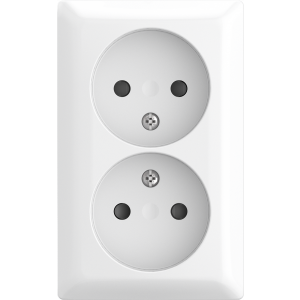 Busch-Jaeger | 2x wandcontactdoos zonder randaarde met kinderbeveiliging | Opbouw wit | 202 APBJ-524 | 2TKA00005533