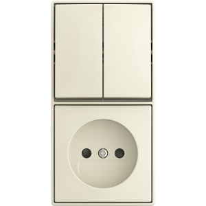 Busch-Jaeger | Combinatie wandcontactdoos zonder randaarde met kinderbeveiliging en serieschakelaar | Opbouw creme | 2601/5/20 APBJ-522 | 2TKA00005543