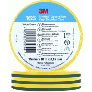 3M 165YG1E TAPE TEMFLEX GEGR 15MMX10M