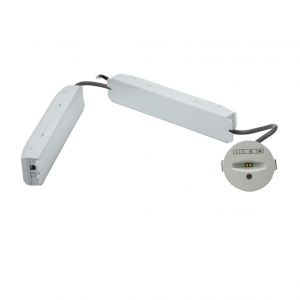De Noodverlichting Mini Inbouw wijst mensen in een noodsituatie naar de uitgang. De lamp heeft een autonoom systeem, wat betekent dat het blijft branden als de stroom uitvalt. Een essentieel onderdeel om vluchtroutes zichtbaar te maken.