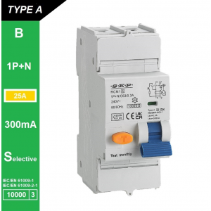 SEP RCM1 Aardlekautom. 1p+n, B25, 300mA, 10kA, Type A[S]