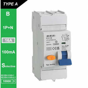 SEP RCM1 Aardlekautom. 1p+n, B16, 100mA, 10kA, Type A[S]