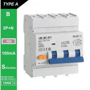 SEP RCM1 Aardlekautom. 3p+n, B32, 100mA, 10kA, Type A[S]