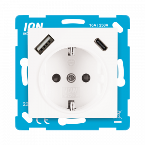Wandcontactdoos RA USB A + USB C met Aanraakbeveiliging V1/J1 Alpin Wit 10.300.414