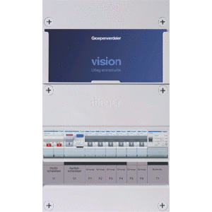 Groepenkast Hager | 6 Groepen 6 x Lichtgroepen 1 x Beltransformator | 1 Fase | VKG402A-T