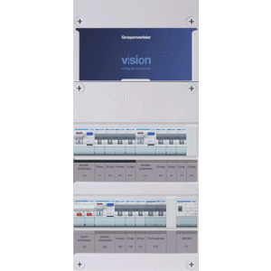 Groepenkast Hager | 11 Groepen 10 x Lichtgroepen 1 x Fornuisgroep 1 x Beltransformator | 1 Fase | VKG433E-FT