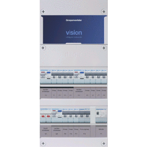 Groepenkast Hager | 12 Groepen 11 x Lichtgroepen 1 x Fornuisgroep 1 x Beltransformator | 1 Fase | VKG434E-FT