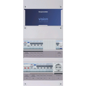 Groepenkast Hager | 9 Groepen 8 x Lichtgroepen 1 x Fornuisgroep 1 x Aardlekautomaat 1 x Wandcontactdoos | 1 Fase | VKG43E-AFW