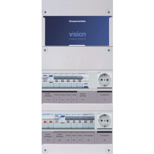 Groepenkast Hager | 9 Groepen 8 x Lichtgroepen 1 x Fornuisgroep 1 x Aardlekautomaat 2 x Wandcontactdozen | 1 Fase | VKG43E-AFWW