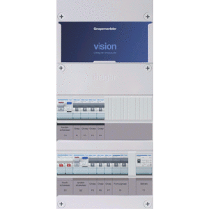 Groepenkast Hager | 8 Groepen, 7 x Lichtgroepen 1 x Fornuisgroep 1 x Beltransformator | 1 Fase | VKG43E-FT