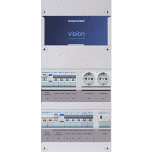 Groepenkast Hager | 8 Groepen 7 x Lichtgroepen 1 x Fornuisgroep 1 x Beltransformator 2 x Wandcontactdoos | 1 Fase | VKG43E-FTWW