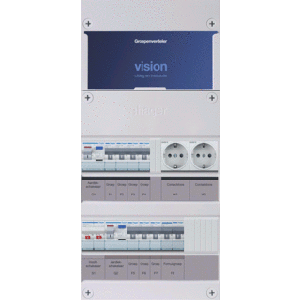 Groepenkast Hager | 8 Groepen 7 x Lichtgroepen 1 x Fornuisgroep 2 x Wandcontactdozen | 1 Fase | VKG43E-FWW