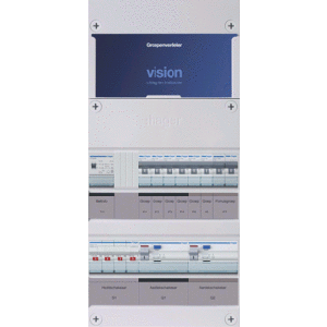 Groepenkast Hager | 7 Groepen 6 x Lichtgroepen 1 x Fornuisgroep 1 x Beltransformator | 3 Fase | VKG42L-FT