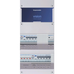 Groepenkast Hager | 8 Groepen 7 x Lichtgroepen 1 x Fornuisgroep 1 x Beltransformator | 3 Fase | VKG430L-FT