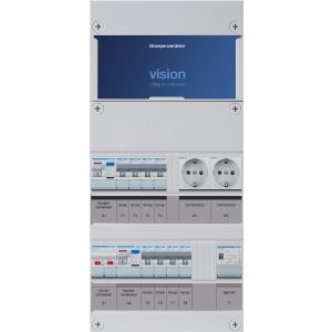 Groepenkast Hager | 8 Groepen 8 x Lichtgroepen 1 x Beltransformator 2 x Wandcontactdozen | 1 Fase | VKG44E-TWW