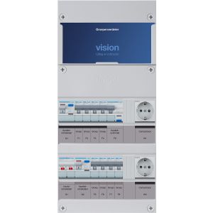 Groepenkast Hager | 9 Groepen 9 x lichtgroepen 1 x Aardlekautomaat 2 x Wandcontactdoos | 1 Fase | VKG44E-AWW