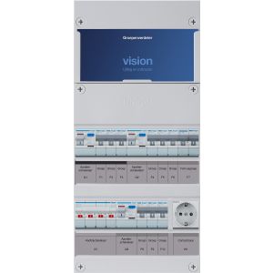 Groepenkast Hager | 10 Groepen 9 x Lichtgroepen 1 x Fornuisgroep 1 x Wandcontactdoos | 3 Fase | VKG333L-FW