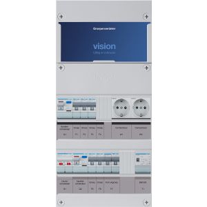 Groepenkast Hager | 6 Groepen 5 x Lichtgroepen 1 x Fornuisgroep 1 x Beltransformator, 2 x Wandcontactdozen | 1 Fase | VKG32E-FTWW