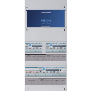 Groepenkast Hager | 9 Groepen 7 x Lichtgroepen 2 x Fornuisgroepen 1 x Beltransformator | 3 Fase | VKG322L-FFT