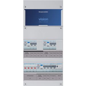 Groepenkast Hager | 7 Groepen 6 x Lichtgroepen 1 x Fornuisgroep 1 x Beltransformator | 3 Fase | VKG222L-FT