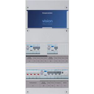 Groepenkast Hager | 6 Groepen 5 x Lichtgroepen 1 x Fornuisgroep 1 x Beltransformator | 3 Fase | VKG221L-FT