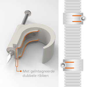 JMV spijkerclip voor flexbuis - 16/19 mm grijs - 100 stuks