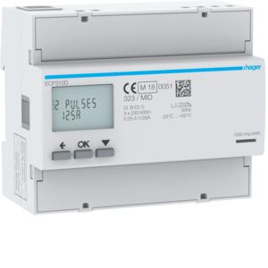 HAGER ECP310D | kWh-meter 125A, 3-fase, MID, geijkt | ECP310D