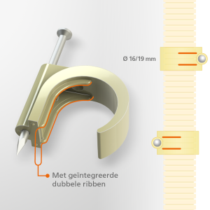 JMV spijkerclip voor flexbuis - 16/20 mm crème - 600 stuks