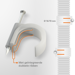 JMV spijkerclip voor flexbuis - 16/19 mm transparant - 100 stuks