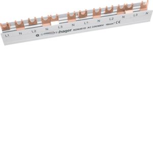 Hager Kamrail - Aansluitrail 4-polig, 12 modulen, 80 A - KDN451D