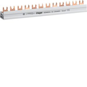 Hager Kamrail - Aansluitrail 4-polig, 12 modulen, 63 A - KDN463A