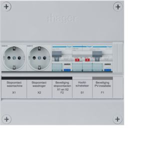Groepenkast Hager | 2 Groepen 2 x Lichtgroepen 2 x Wandcontactdozen | 1 Fase | VKG02PV-WW
