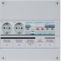 Groepenkast Hager | 2 Groepen 1 x Lichtgroep 2 x Wandcontactdozen | 1 Fase | VKG11PV-WW