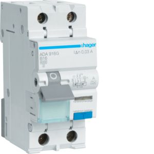 Hager uitbreidingsset - aardlekautomaat 2-polig, 30mA, B16A - VKS02SA