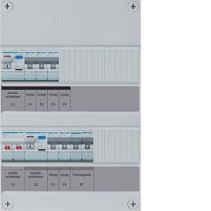 Groepenkast Hager | 6 Groepen 5 x Lichtgroepen 1 x Fornuisgroep | 1 Fase | VKZ32E-F