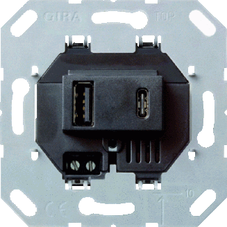 Gira | USB Wandcontactdoos 2-voudig USB-A en USB-C | 236900