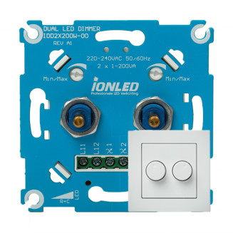 IONLED LED Dimmer 2 x 200 Watt inclusief frontplaat | IDD 2x200W-SET