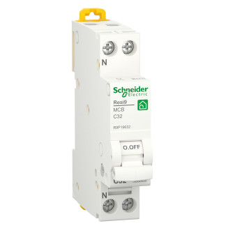 Schneider installatieautomaat / 1-polig + nul, C32A / Resi9 / R9P19632