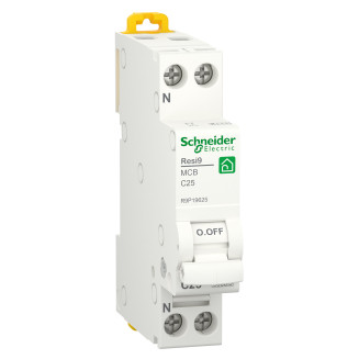 Schneider installatieautomaat / 1-polig + nul, C25A / Resi9 / R9P19625