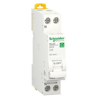 Schneider installatieautomaat / 1-polig + nul, C20A / Resi9 / R9P19620