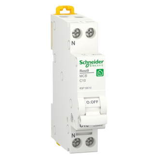 Schneider installatieautomaat / 1-polig + nul, C10A / Resi9 / R9P19610