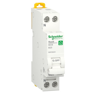 Schneider installatieautomaat / 1-polig + nul, B20A / Resi9 / R9P09620