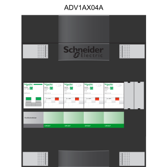 Schneider groepenkast 1 fase met 4 aardlekautomaten ADVA11234H1