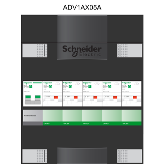 Schneider groepenkast 1 fase met 5 aardlekautomaten ADVA15000H1