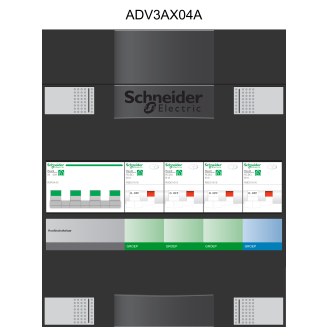 Schneider groepenkast 3 fase met 4 aardlekautomaten ADVA34000H3