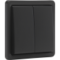 Niko Hydro zwart | Pulsdrukker 2-voudig met 2x maak- of verbreekcontact en steekklemmen | 761-35005