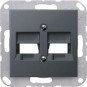 Jung | Centraalplaat 2-voudig modular jack + draagring | A550 Antraciet mat | A 569-2 NWE ANM